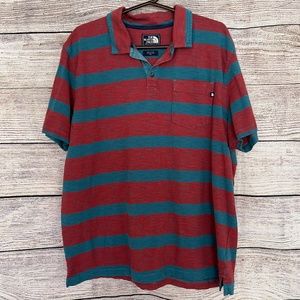 The North Face Polo Mens Size XL Red Teal Casual Short Sleeve Shirt